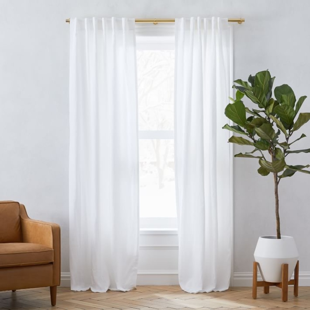 West elm European Flax Linen 2 Curtains - White 48x96”